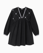Robe brodée manches longues