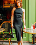 Robe longue à bretelles avec fente