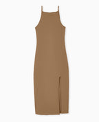Robe longue à bretelles avec fente