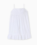 Robe courte à bretelles avec dentelle et volant