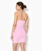 Robe courte en maille extensible avec fronces