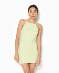 Robe courte en maille extensible avec fronces