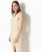 Robe longue avec liens coulissés et fronces