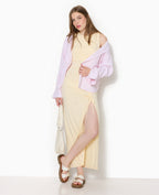 Robe longue avec liens coulissés et fronces