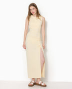 Robe longue avec liens coulissés et fronces
