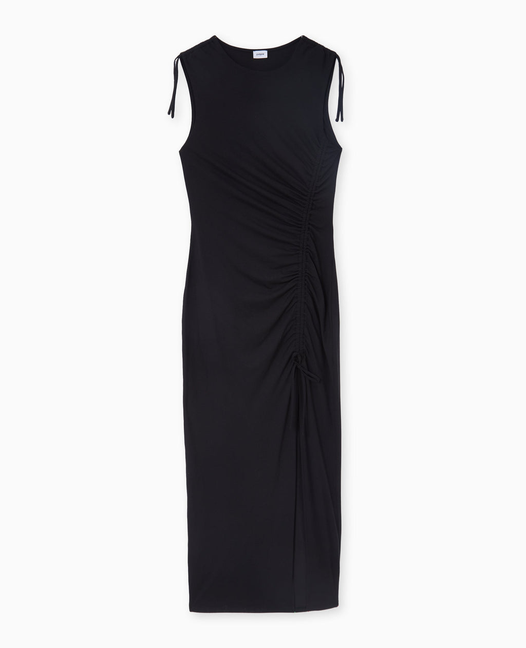 Robe longue avec liens coulissés et fronces