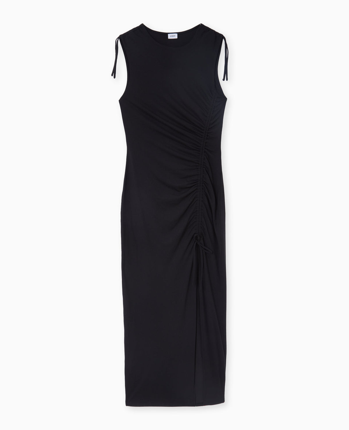 Robe longue avec liens coulissés et fronces