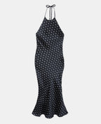 Robe longue dos-nu motif pois