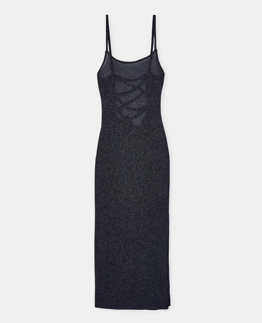 Robe longue laçage dos en maille avec fils lurex