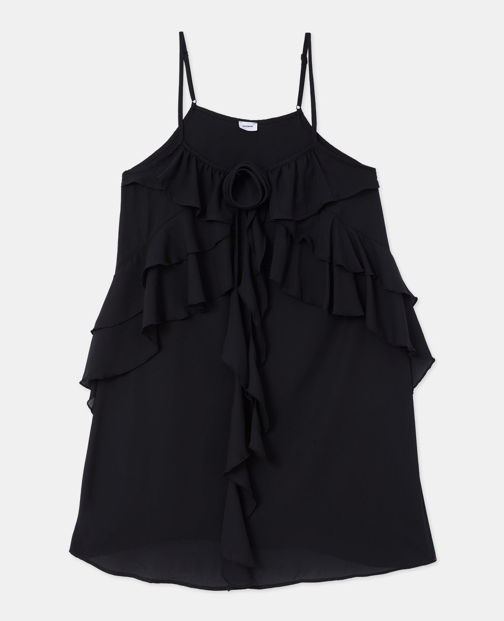 Robe courte en voile avec volants et fleur