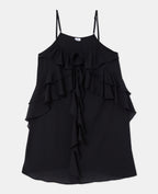 Robe courte en voile avec volants et fleur