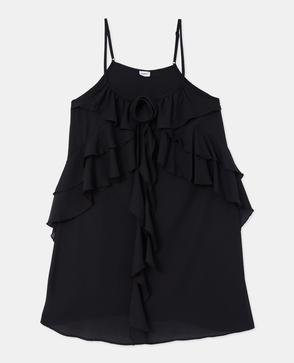 Robe courte en voile avec volants et fleur