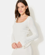 Robe longue en maille avec manches flare