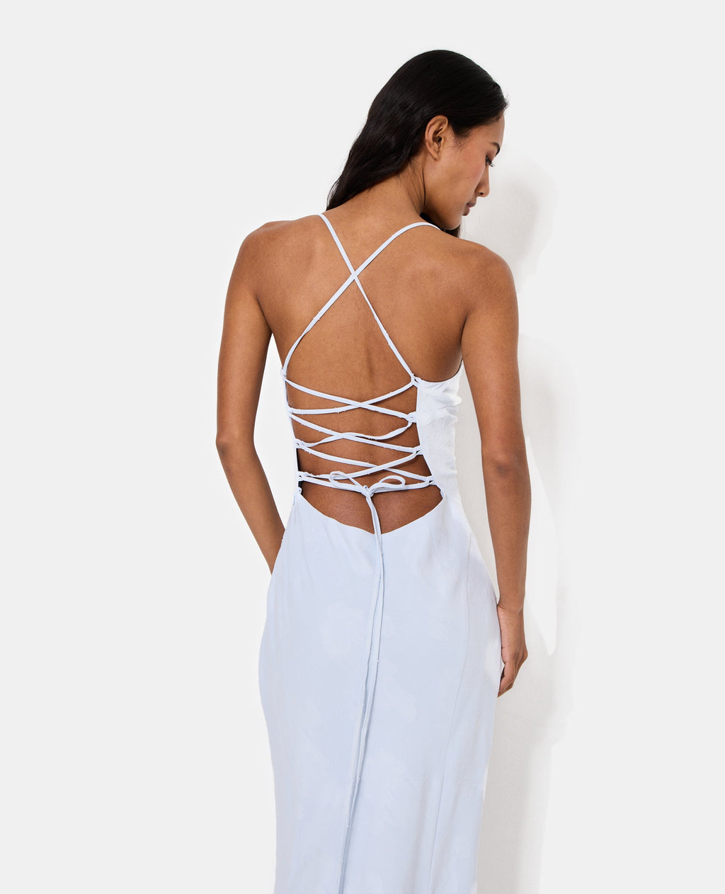 Robe longue évasée effet sirène avec bretelles