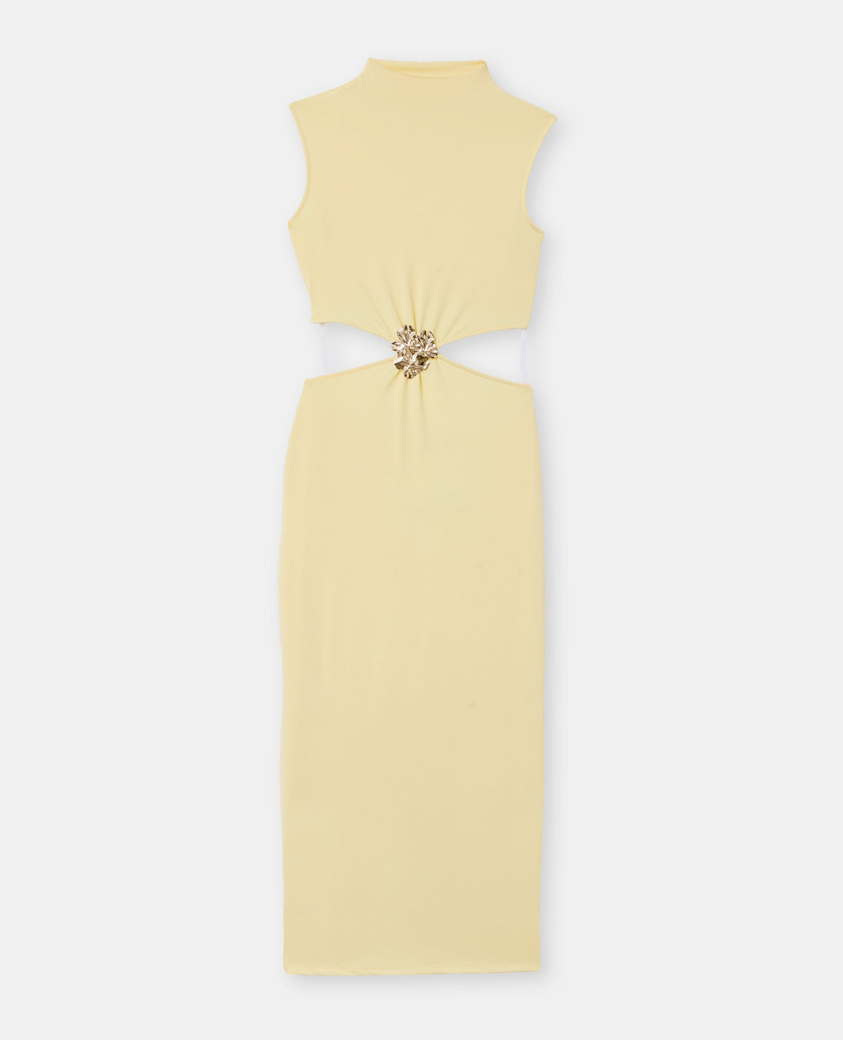 Robe longue avec découpe taille et détail bijou