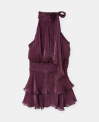 Robe courte dos-nu en satin