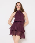 Robe courte dos-nu en satin