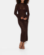 Robe longue dos-nu en maille ajourée