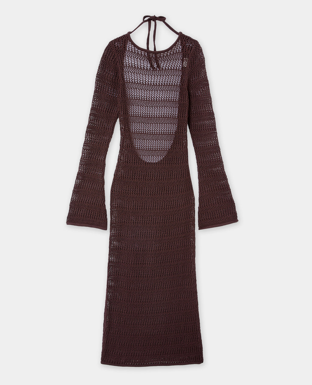 Robe longue dos-nu en maille ajourée