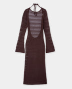 Robe longue dos-nu en maille ajourée