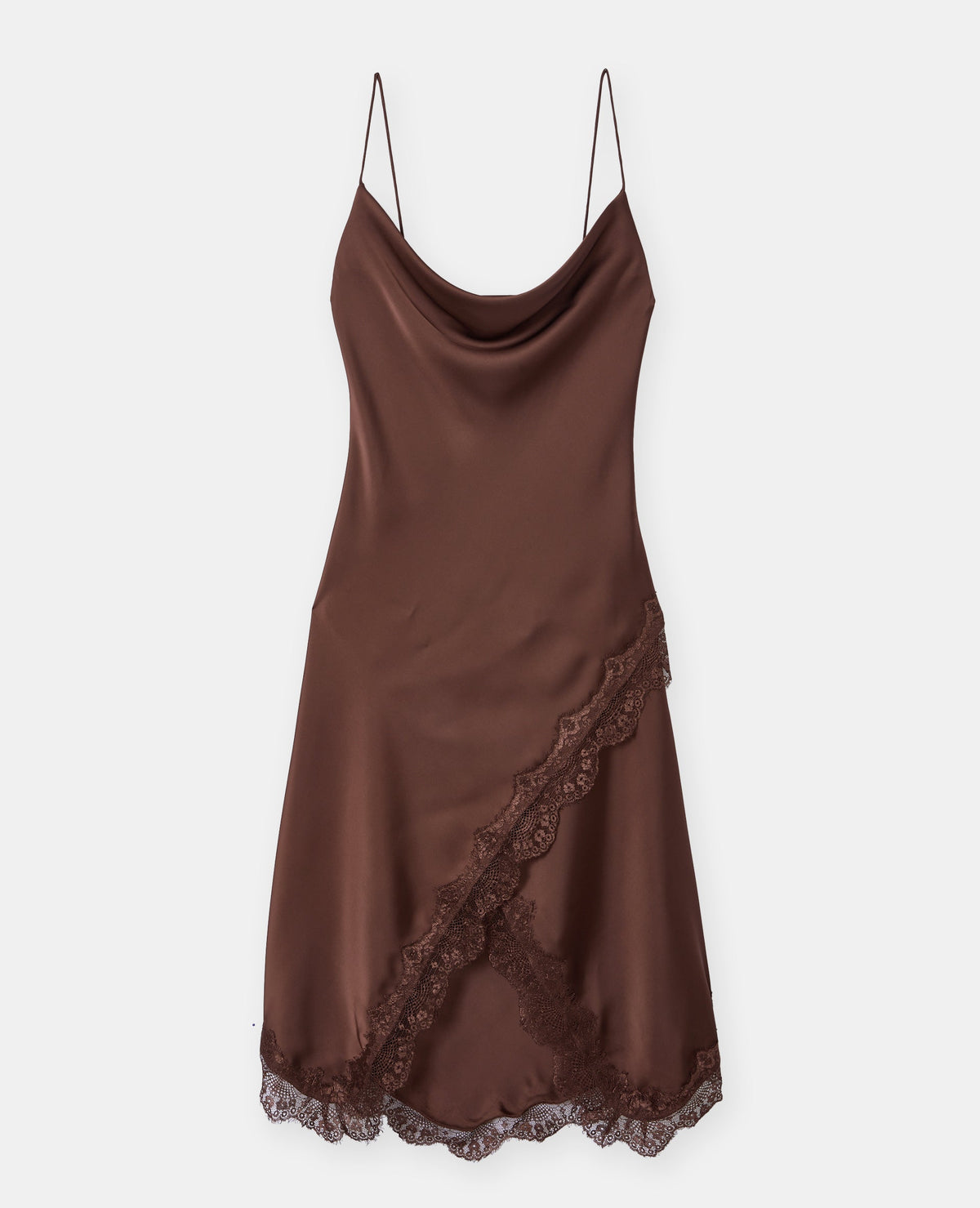 Robe longue satin avec galons dentelle