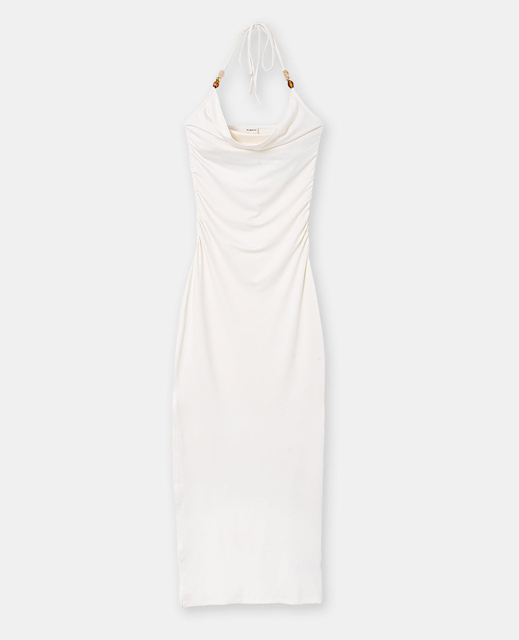 Robe longue dos-nu col bénitier avec perles