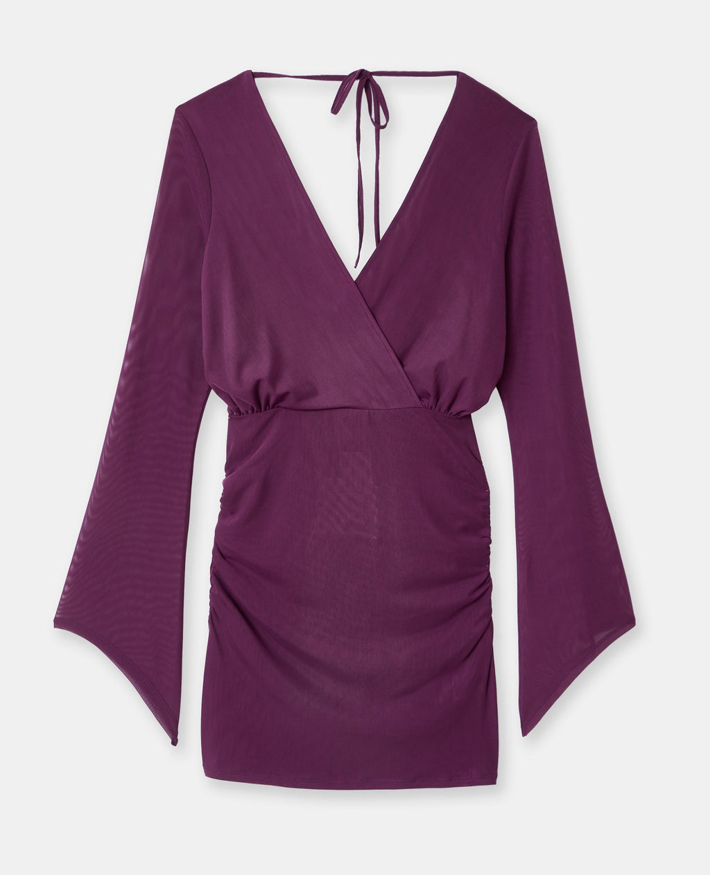Robe courte en résille croisée devant avec ceinture