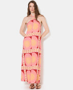 Robe longue dos-nu motif soleils