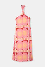 Robe longue dos-nu motif soleils