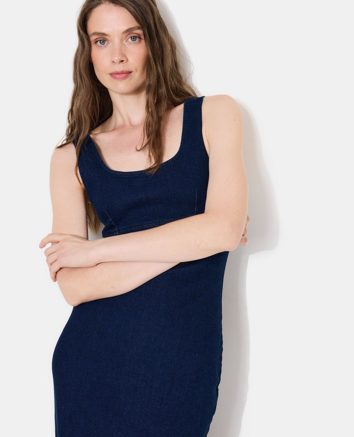 Robe longue et moulante en jean