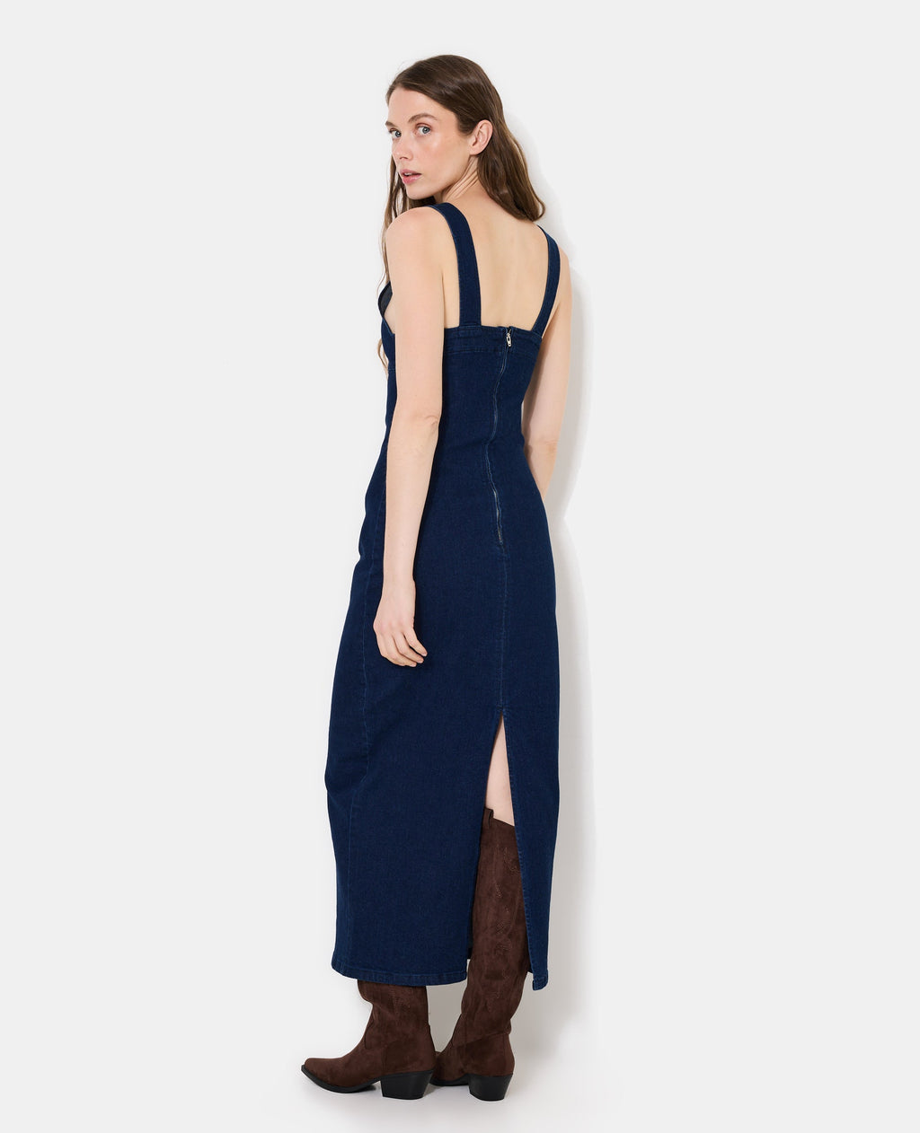 Robe longue et moulante en jean