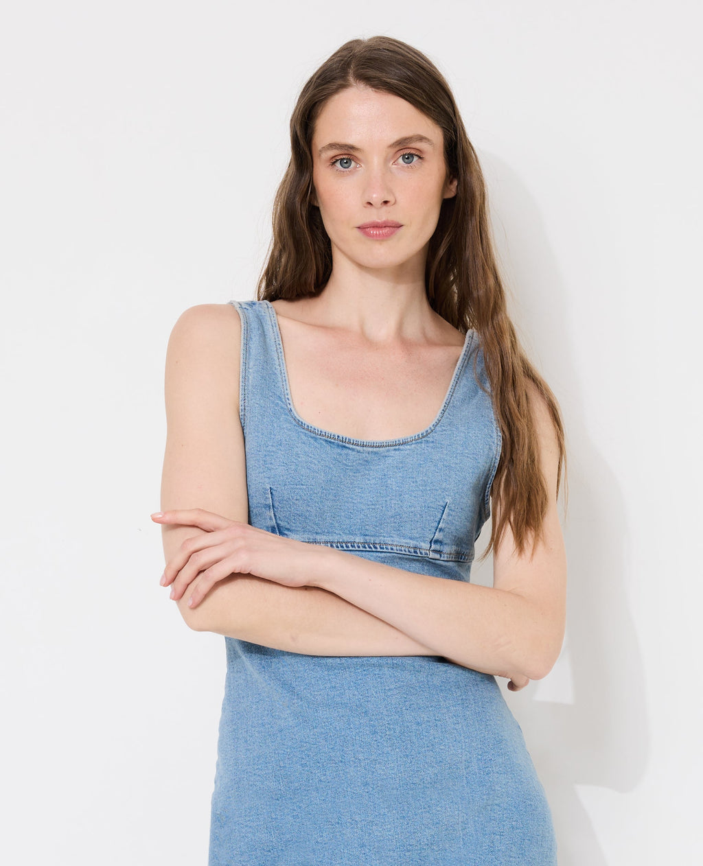 Robe longue et moulante en jean