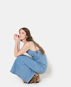 Robe longue et moulante en jean