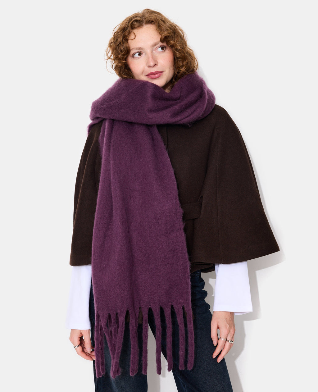 Grande écharpe XXL avec franges