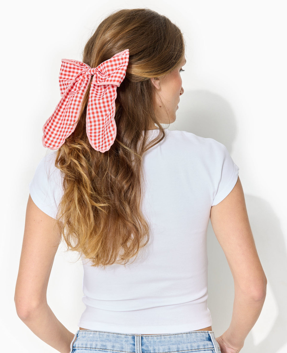 Barrette avec grand nœud vichy