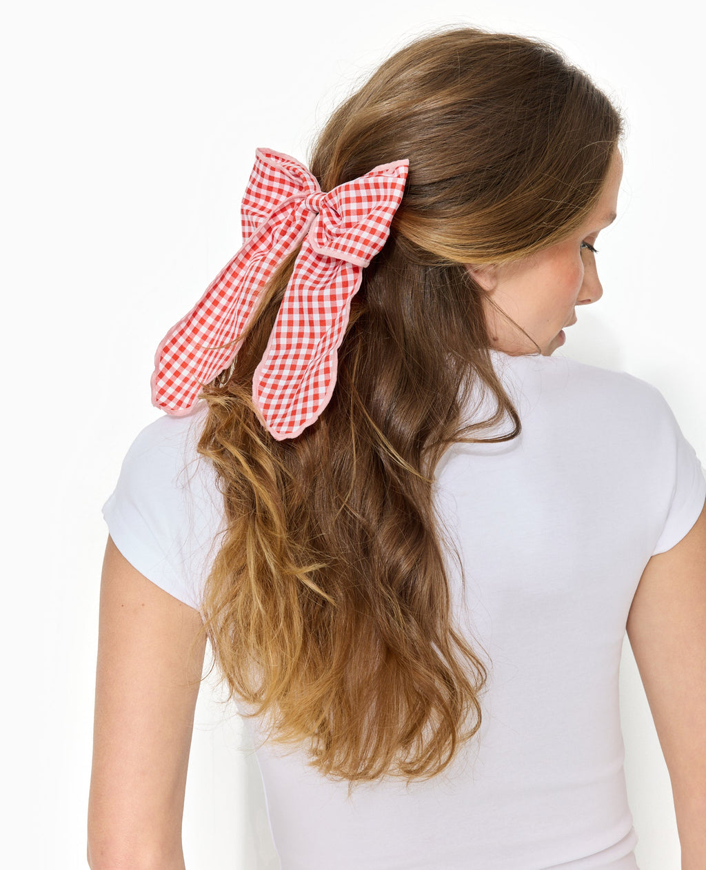 Barrette avec grand nœud vichy
