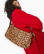 Sac porté épaule effet double poche motif léopard