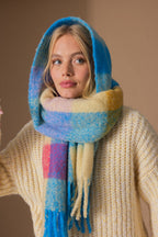 Grande écharpe multicolore en maille douce