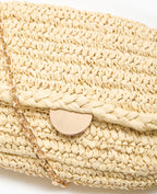 Sac en raphia avec bandoulière en chaine