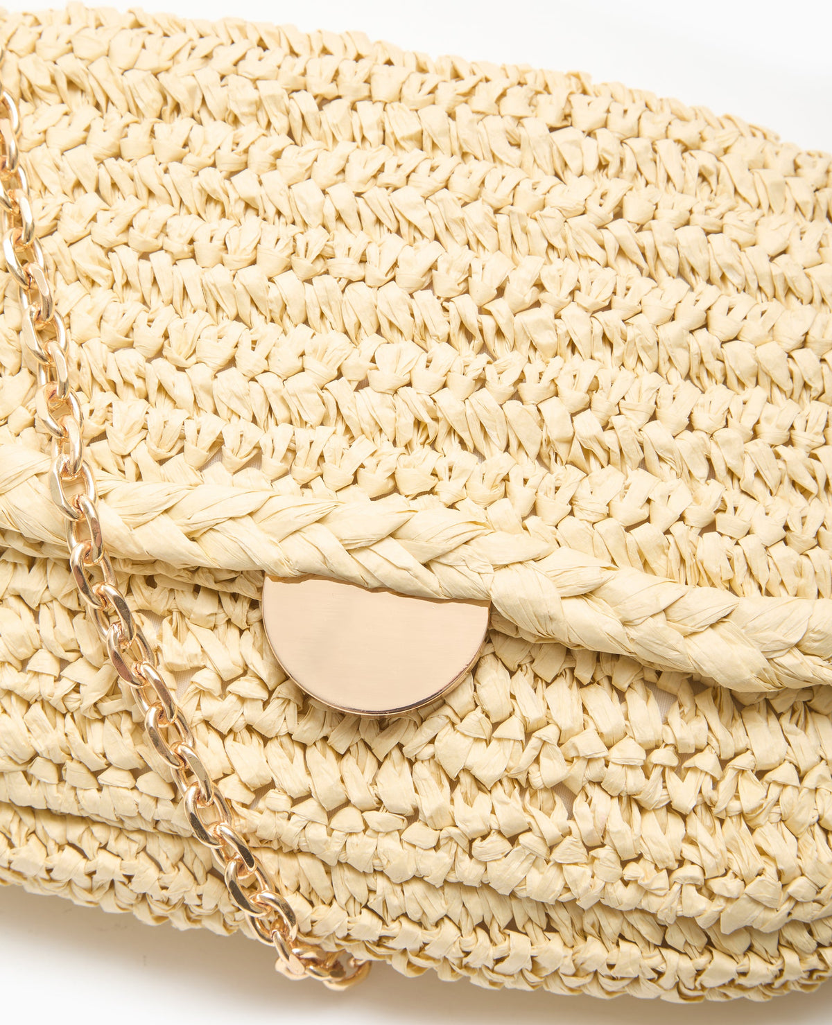 Sac en raphia avec bandoulière en chaine