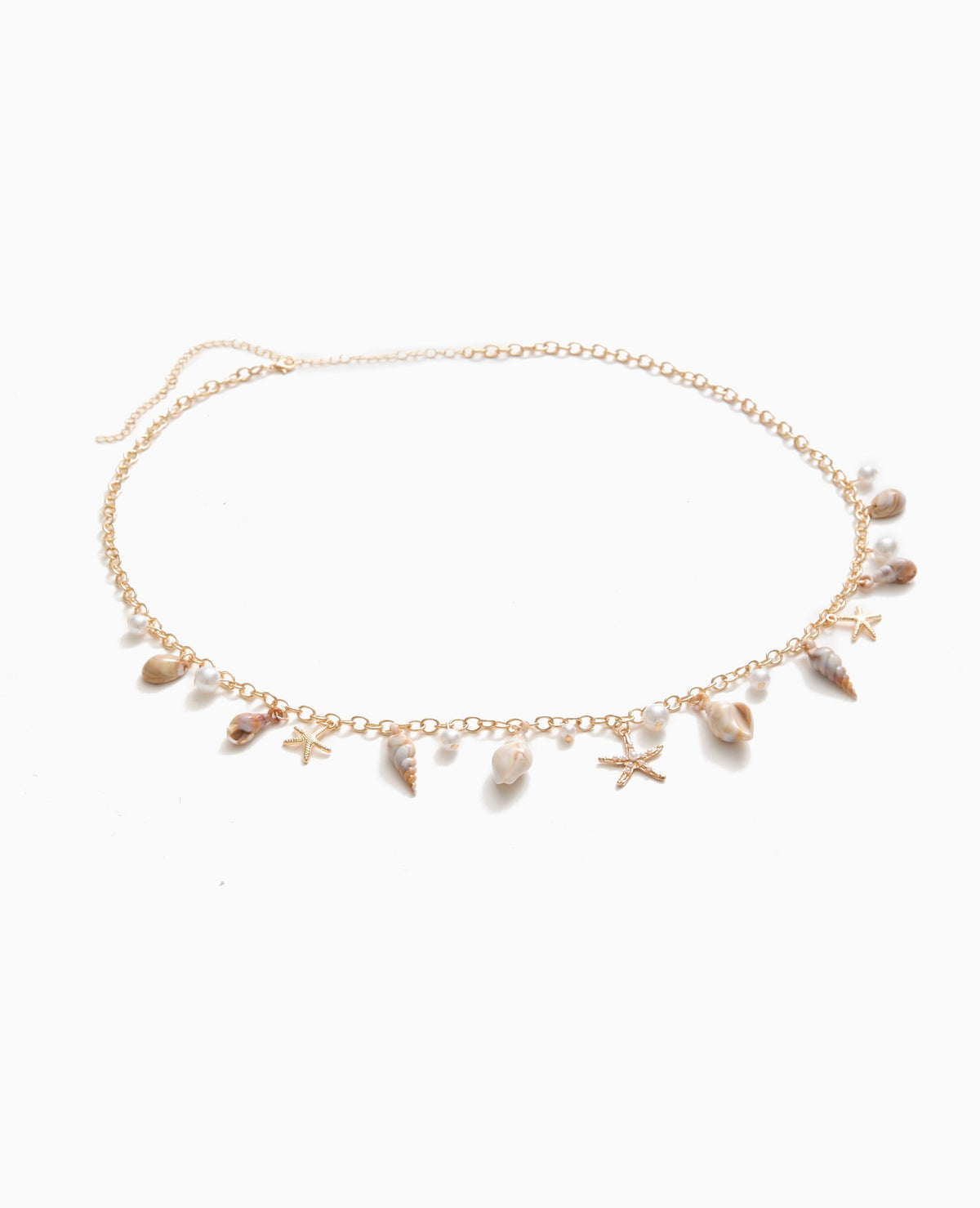Ceinture chaîne avec perles et coquillages