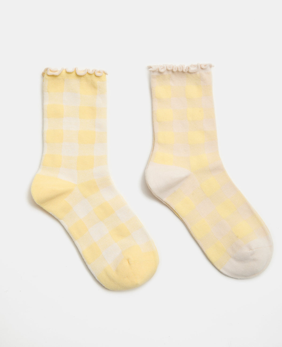 Lot de 2 paires de chaussettes à carreaux bords ondulés