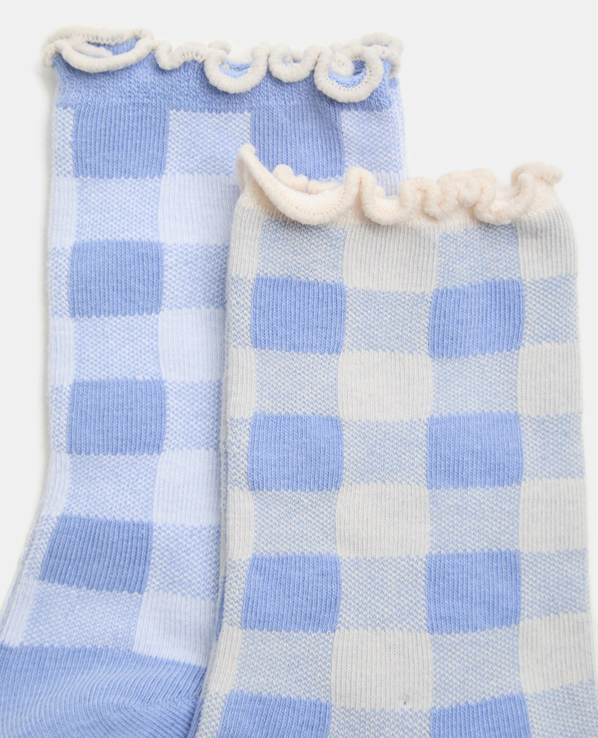 Lot de 2 paires de chaussettes à carreaux bords ondulés