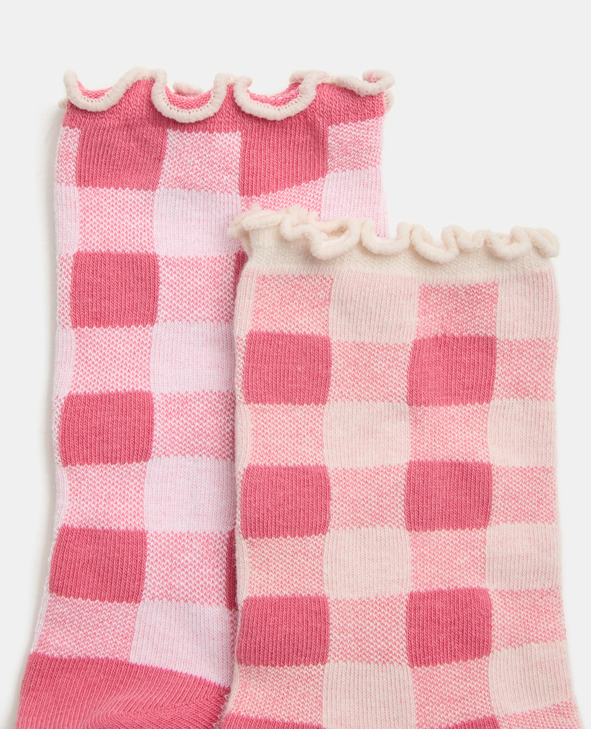 Lot de 2 paires de chaussettes à carreaux bords ondulés