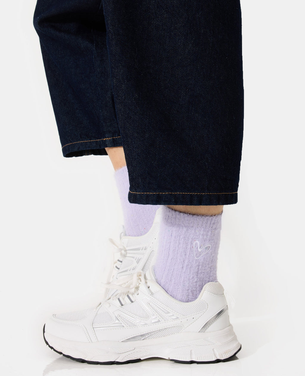 Paire de chaussettes en maille fluffy avec coeur