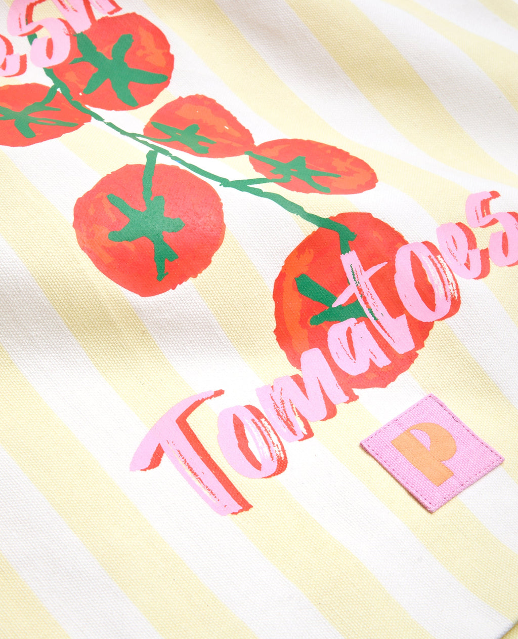Tote bag en toile rayée avec tomates