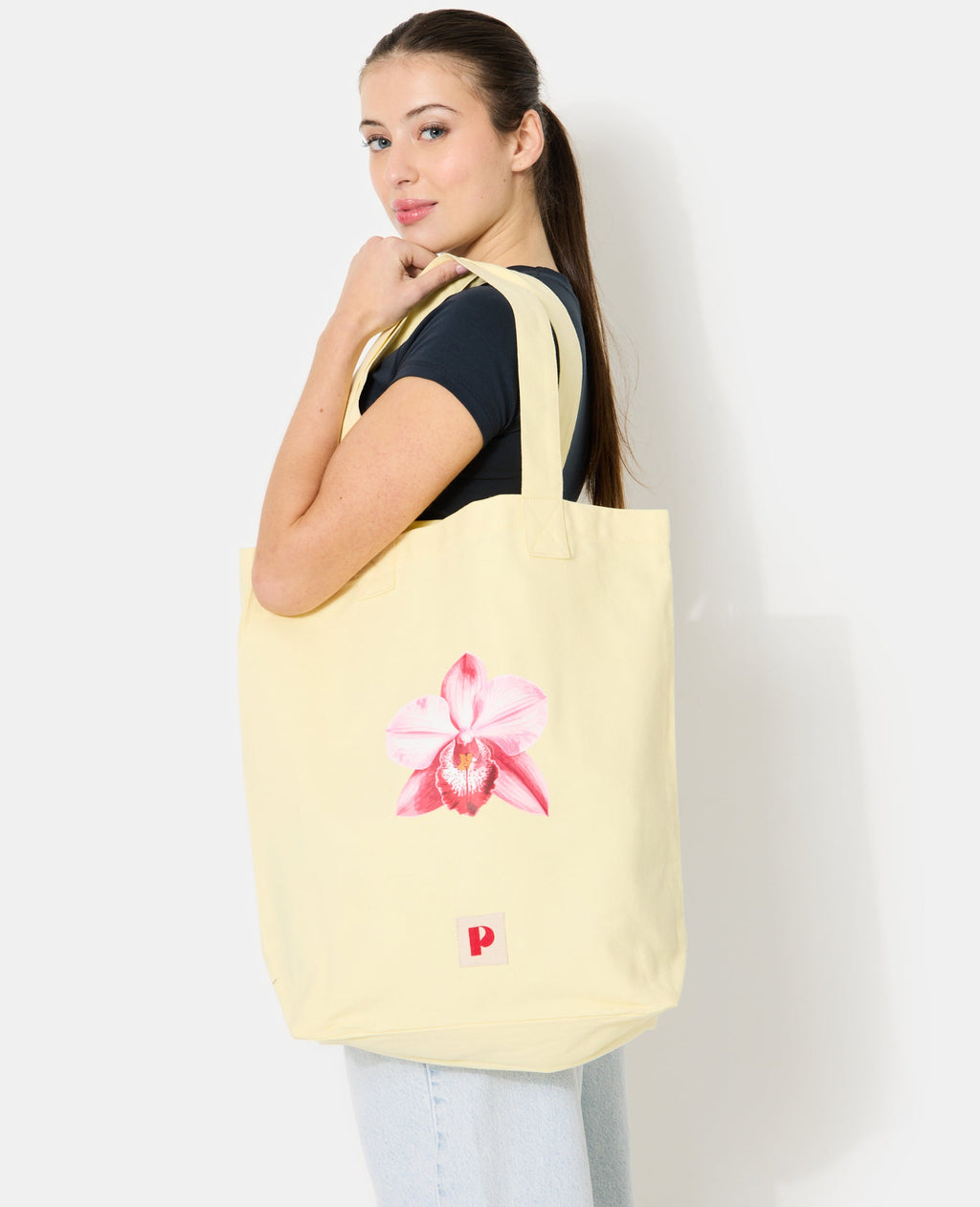 Tote bag en toile avec fleur orchidée