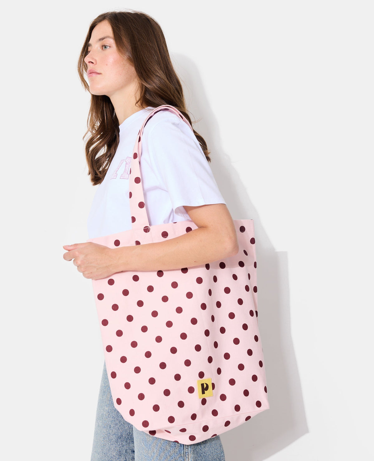 Tote bag en toile motif pois