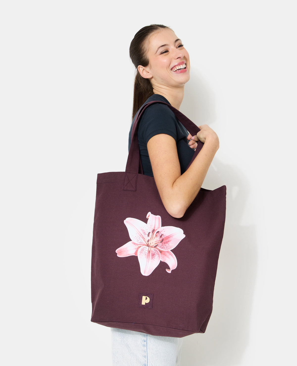 Tote bag en toile avec fleur lys