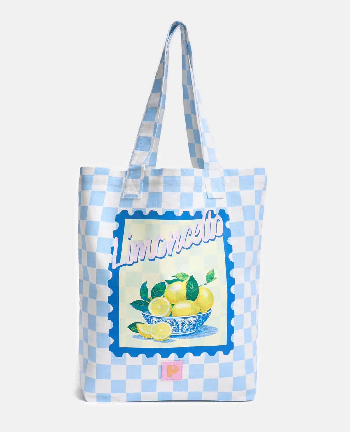 Tote bag en toile damiers avec citrons